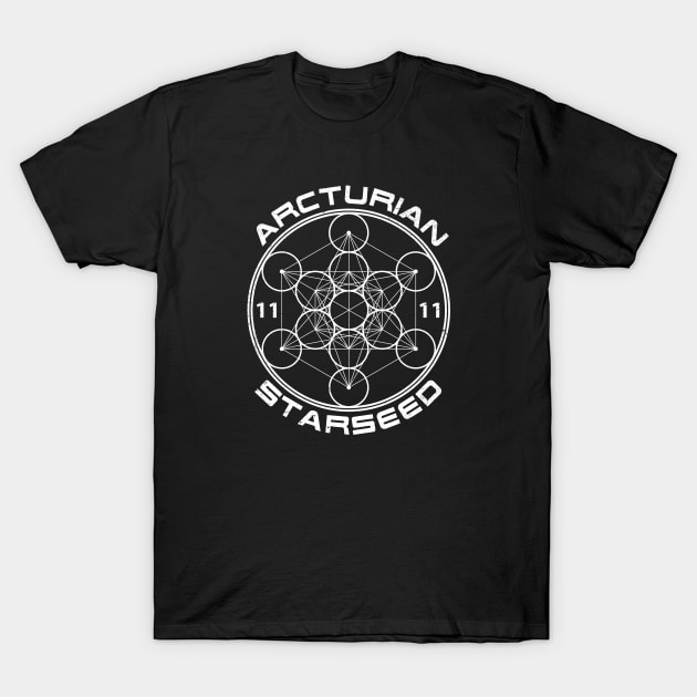 Arcturian Starseed Sacred Geometry T-Shirt by rycotokyo81